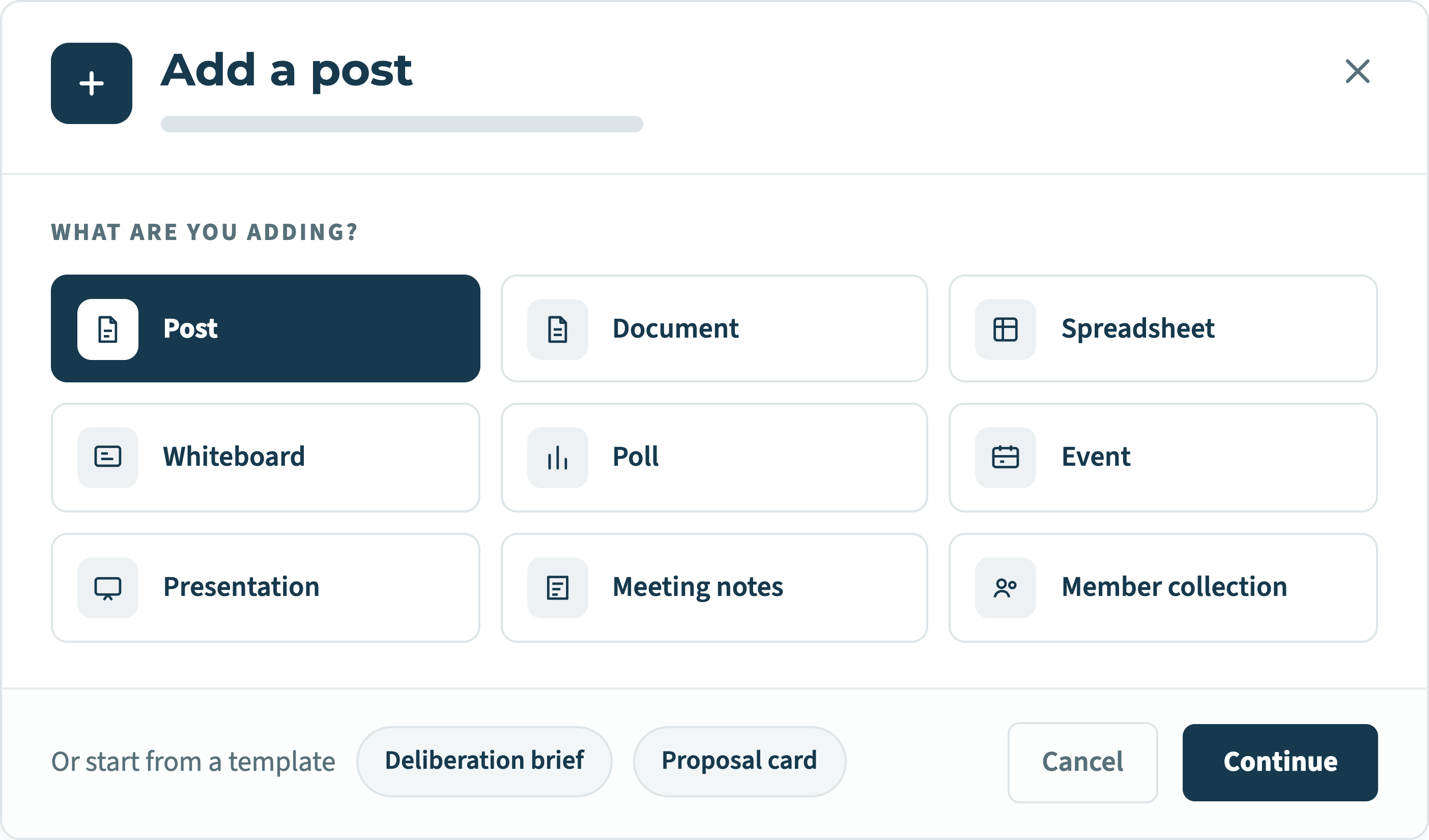 Adding a post in a workspace